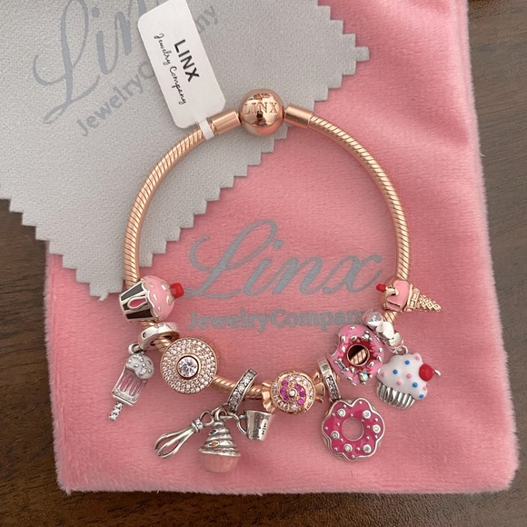 Linx Rose Gold Snake Chain Bracelet with Sweets Themed Charms - Picture 8 of 9